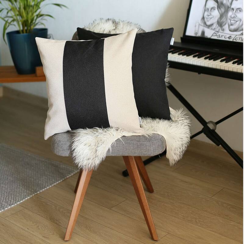 Black and Yellow Centered Strap Throw Pillow