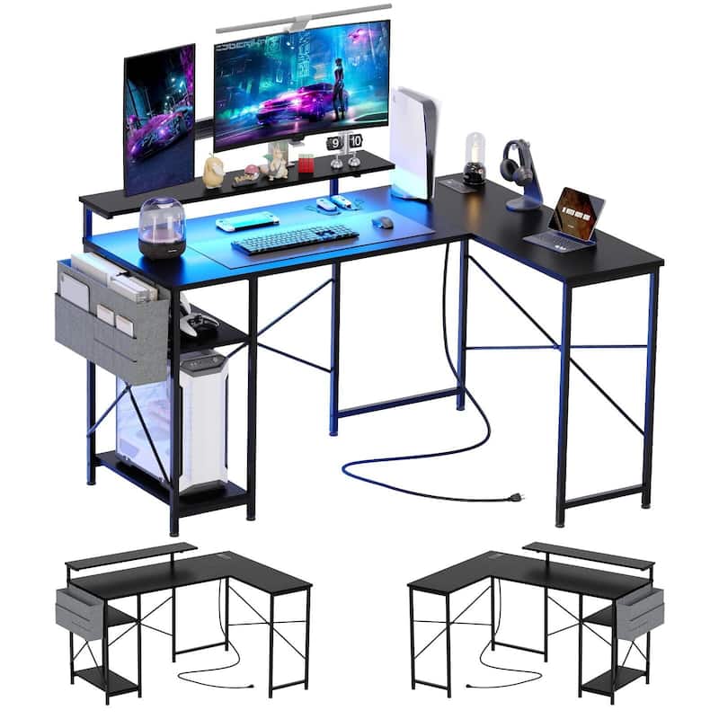 L Shaped Gaming Computer Desk - Black