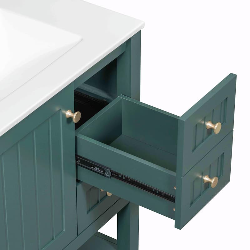 30" Transitional Style Bathroom Vanity with Ceramic Sink Combo