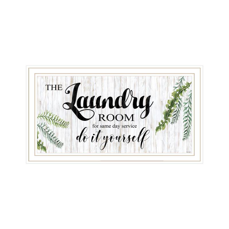 TrendyDecor4U Contemporary "The Laundry Room-Same Day Service" Framed Print Wall Art - White