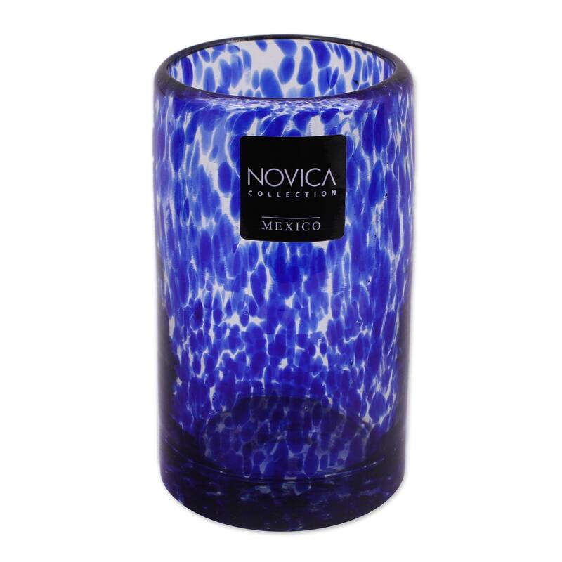 NOVICA Artisan Handblown Juice Glasses Recycled Blue Mexican Drinkware 'Marine'(Set Of 6) - 4.3* 2.4