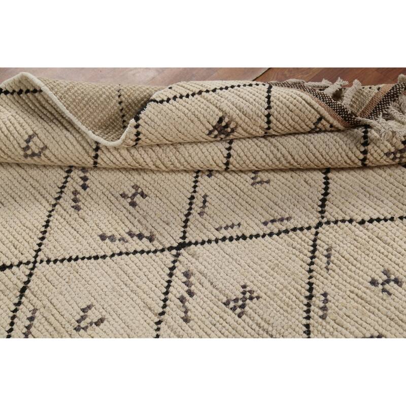 All-Over Trellis Moroccan Oriental Area Rug Handmade Wool Carpet - 3'11"x 6'9"