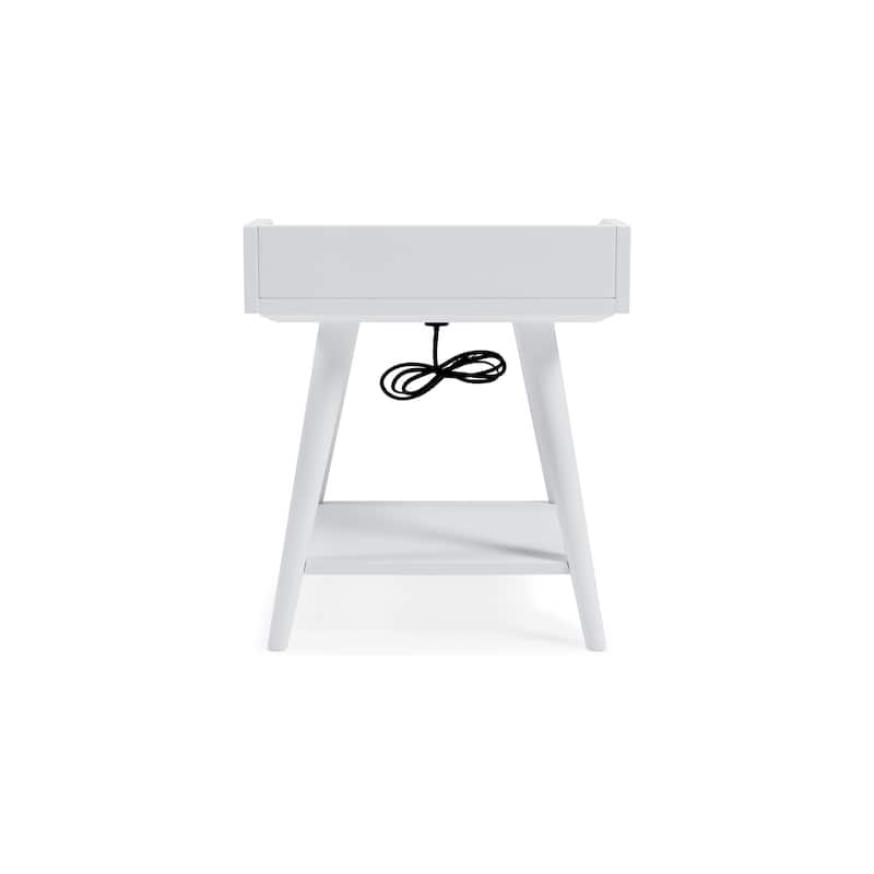 Arid Accent Table, 22 Inch, Gallery Rail Tray Top, White Wood