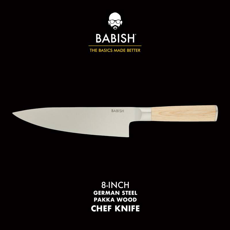 Babish High Carbon 1.4116 German Steel Full Tang 8-Inch Chef Knife - for Chopping, Slicing, Dicing & Everyday Prep