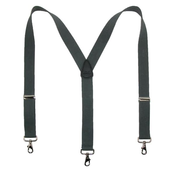 CTM Mens Elastic Solid Color Suspender with Metal Swivel Hook Clip End White