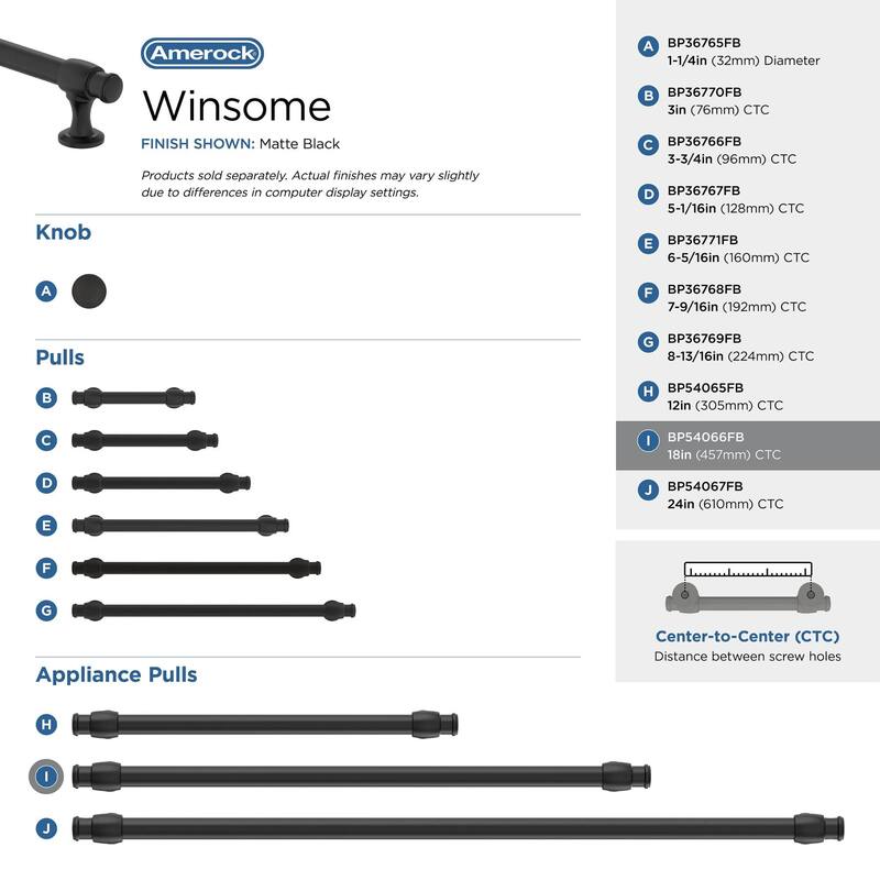 Amerock BP54066 Winsome 18" Center to Center Bar Appliance Pull