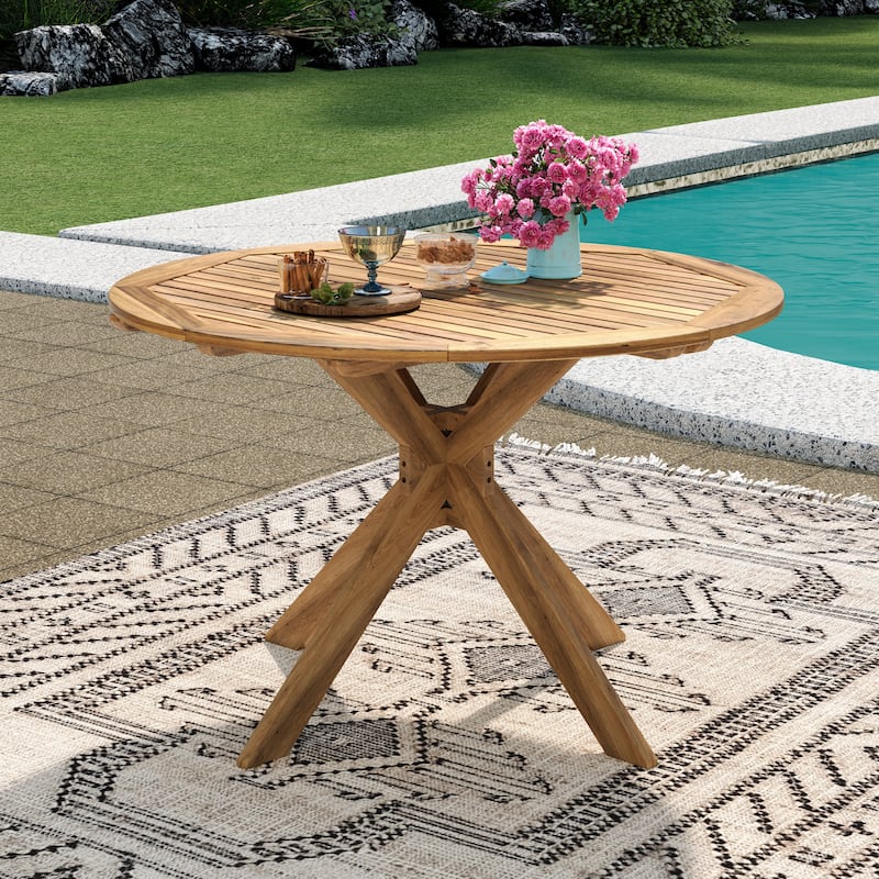 Stamford Outdoor Round Acacia Dining Table by Christopher Knight Home - 47.25" L x 47.25" W x 30.00" H - Brown