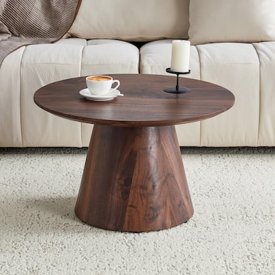 medieval-modern style coffee table, featuring wood grain veneer, classic round coffee table and side table set