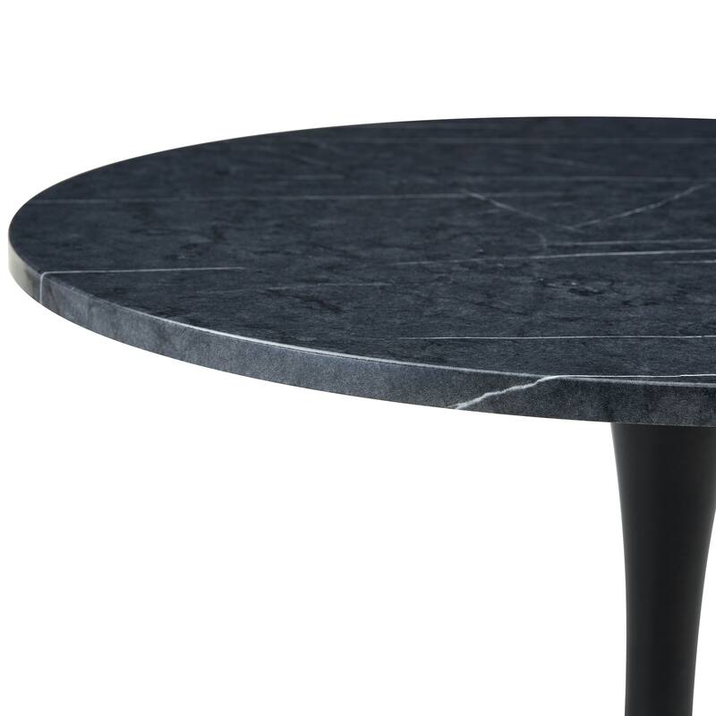 Round Thickened Table Top Coffee Table, Metal Pedestal Side Table Modern Bistro Table