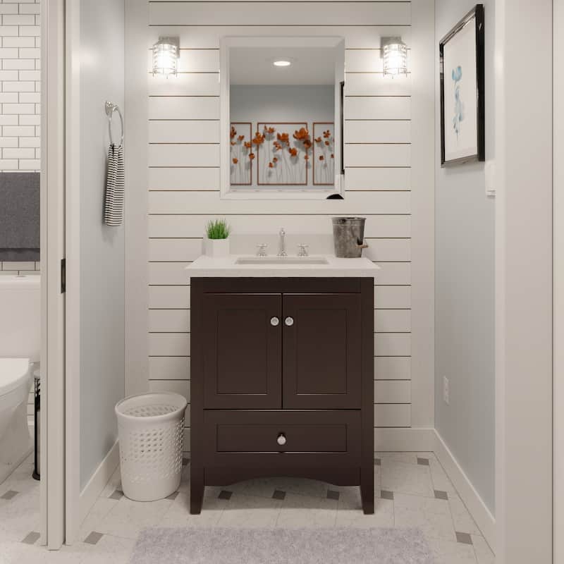 KitchenBathCollection Abbey 30" Bathroom Vanity with Quartz Top