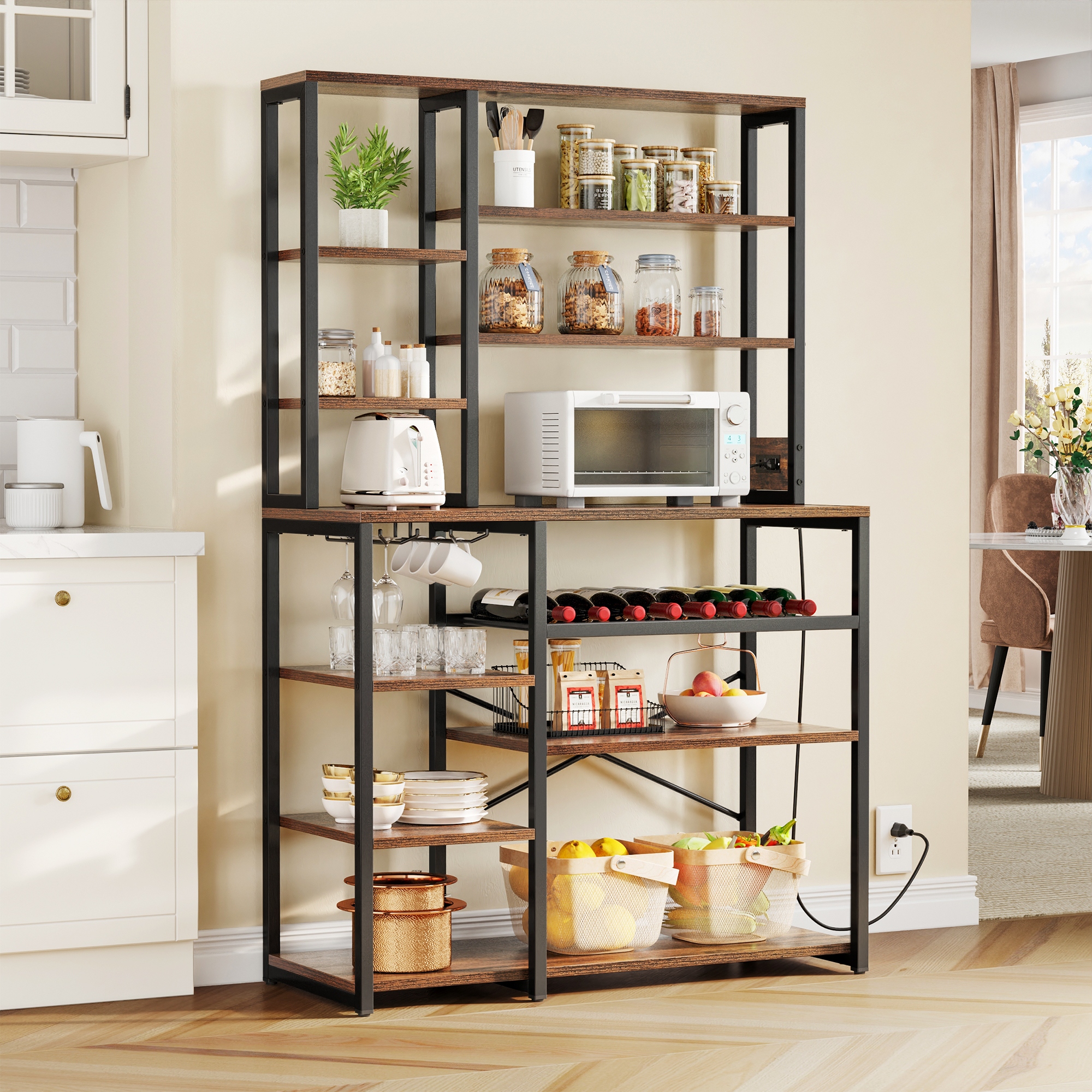 Wooden bakers rack with wine hotsell storage