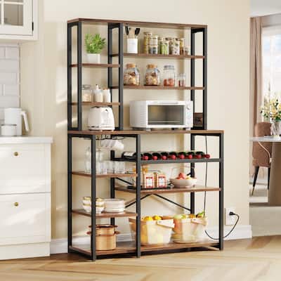 Moasis 40" Kitchen Microwave Stand Bakers Rack, Coffee Bar Station Wine Storage Utility Shelves