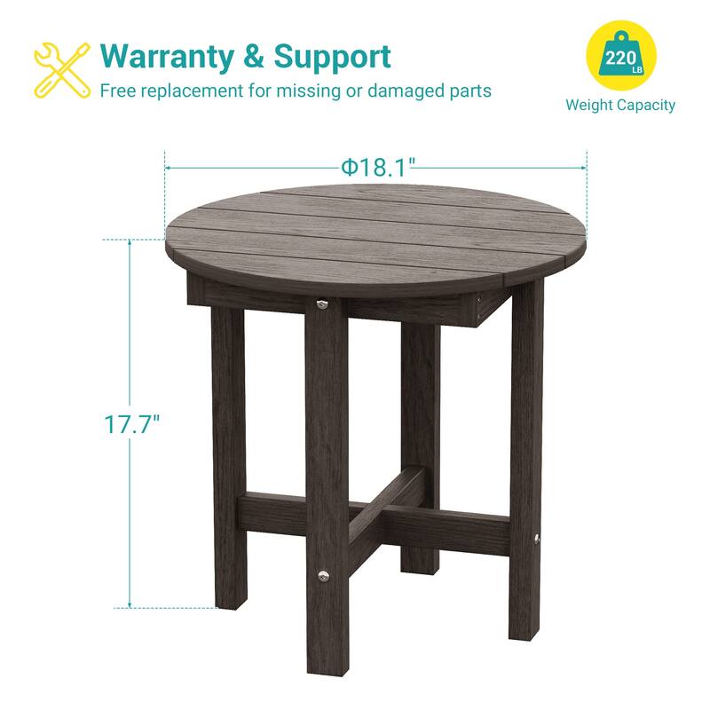HDPE All-weather Outdoor Side Table, Easy Install Patio Table