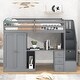 preview thumbnail 3 of 34, Twin Loft Bed with Wardrobe, Desk, Drawers, Cabinet, and Staircase, Grey