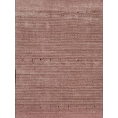 Hand Knotted Oriental 100% Wool Carpet Tribal Animal Pictorial Pink Gabbeh Area Rug - 9' 7'' X 8' 0''
