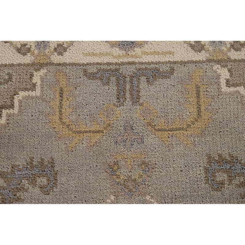 Earth Tone Grey Oushak Oriental Runner Rug Handmade Wool Carpet - 2'7"x 7'10"