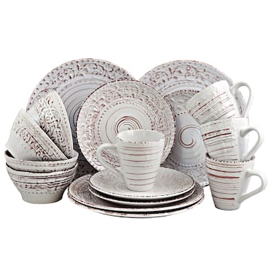 Elama Coastal Sands Shell 16-piece Dinnerware Set
