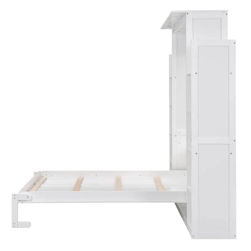 Murphy Bed Wall Bed with Shelves and LED Lights