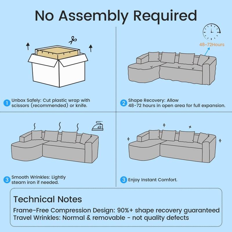 Mixoy 98 inch Chenille L Shape Sectional Sofa with Curved Chaise,Modern Cloud 3 Seater Sofa Couch