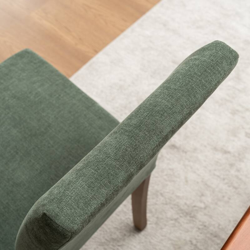 Upholstered Modern Dining Chairs, Linen Fabric Side Chairs Set of 2