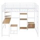 preview thumbnail 32 of 38, Full Size Metal Loft Bed with Bulit-in Desk and Stool, Heavy Duty Loft Bedframe with Cabinet and Open Storage Shelves for Kids