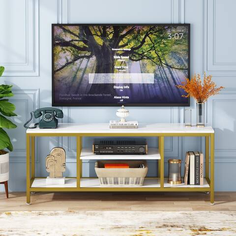 TV Stand for 65 Inch TV, 59 Inch Modern TV Console Table with Open Storage Shelves