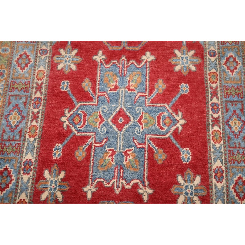 Kazak Foyer Rug Hand-Knotted Grey Wool Carpet - 3'0" x 5'3"