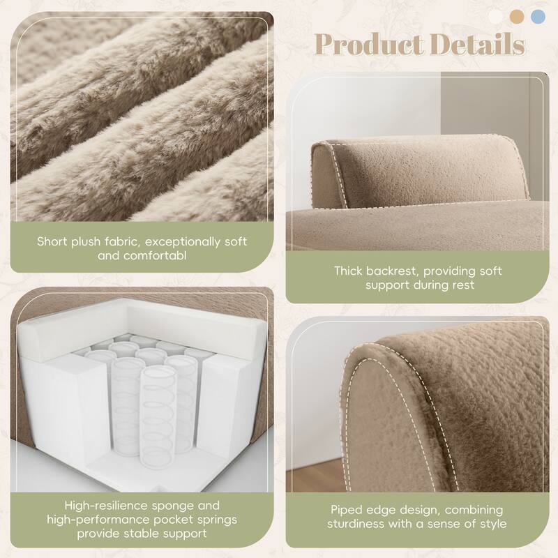 72" Oversized Modular Sofa Bed, Compressed, Foam-Filled, No Assembly, Khaki, Living Room, Elderly & Baby Friendly