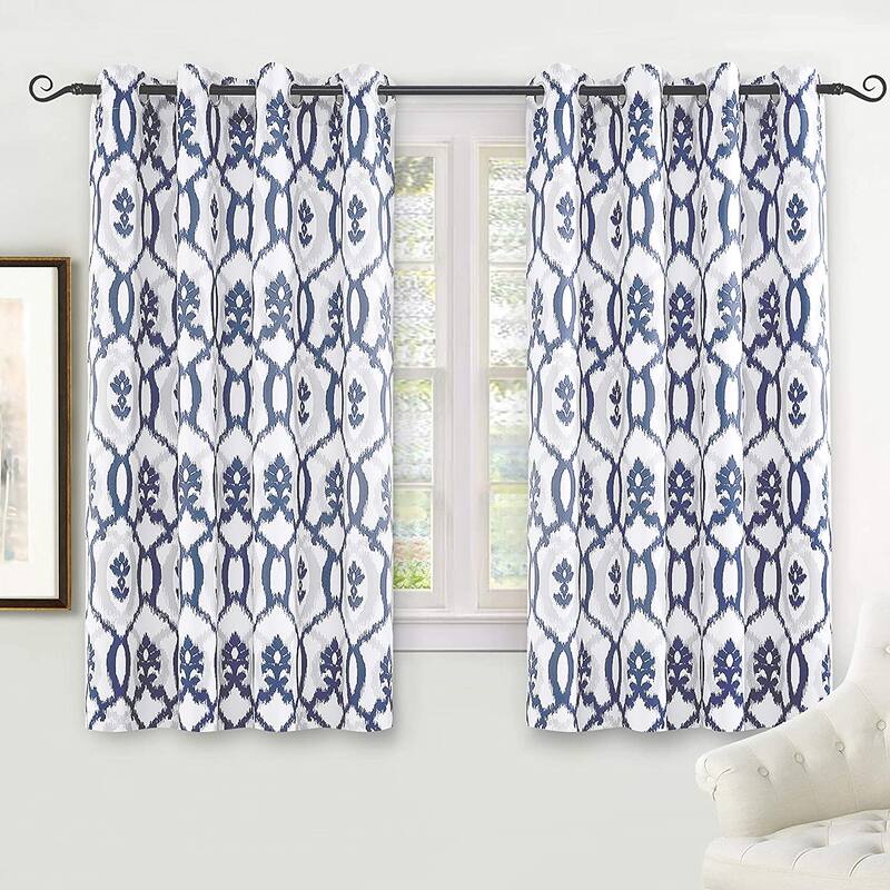 DriftAway Evelyn Ikat fleur Pattern Thermal Room Darkening Window Curtain Panel