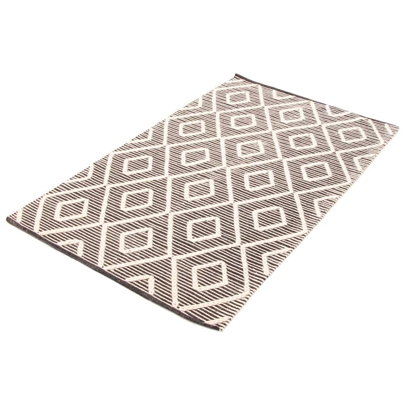 ECARPETGALLERY Braid weave Sienna Black Wool Rug - 4'9 x 7'9