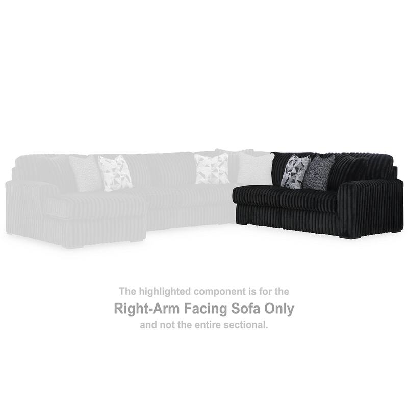 Signature Design by Ashley Midnight-Madness Black 3-Piece Sectional with Chaise - 190" W x 65" D x 40" H