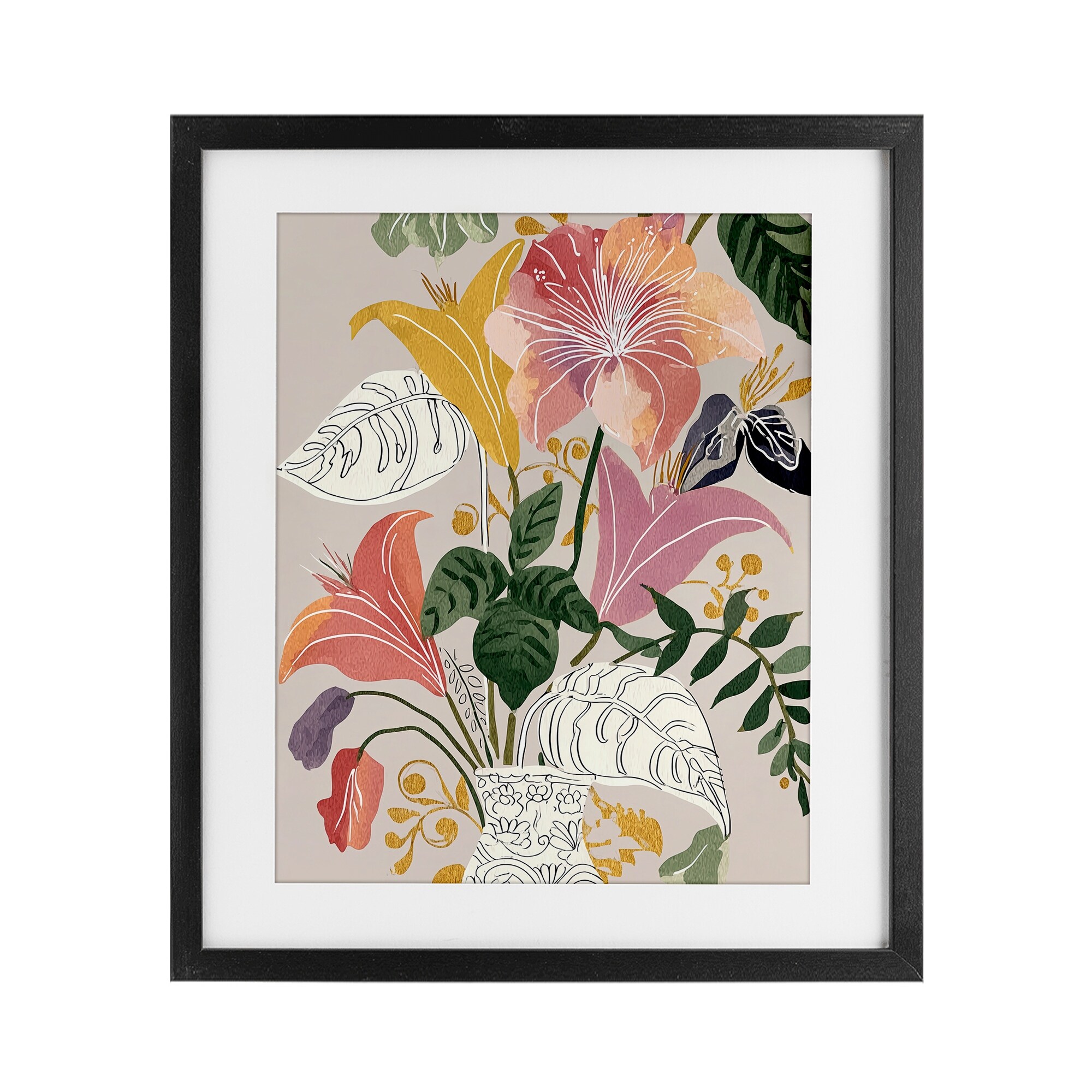 Stupell Playful Flower Bouquet Under Glass Framed Design By Annabelle Hall