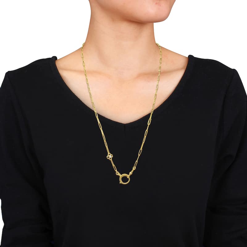Miadora 1/8ct TDW Diamond Paperclip Necklace in 14k Yellow Gold- 31 in