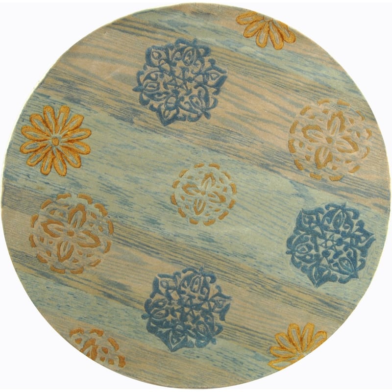 SAFAVIEH Handmade Rodeo Drive Shae Mid-Century Modern Abstract Wool - 7'9" x 7'9" Round - Black/Grey - Round