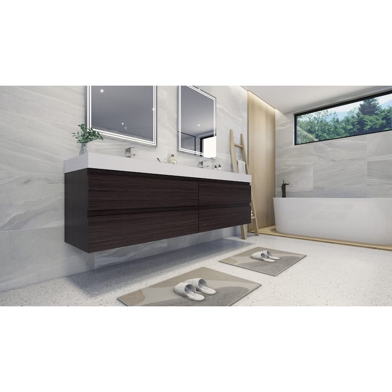 Baillie 84'' Wall-Mounted Vanity with Double Reinforced Acrylic Sink