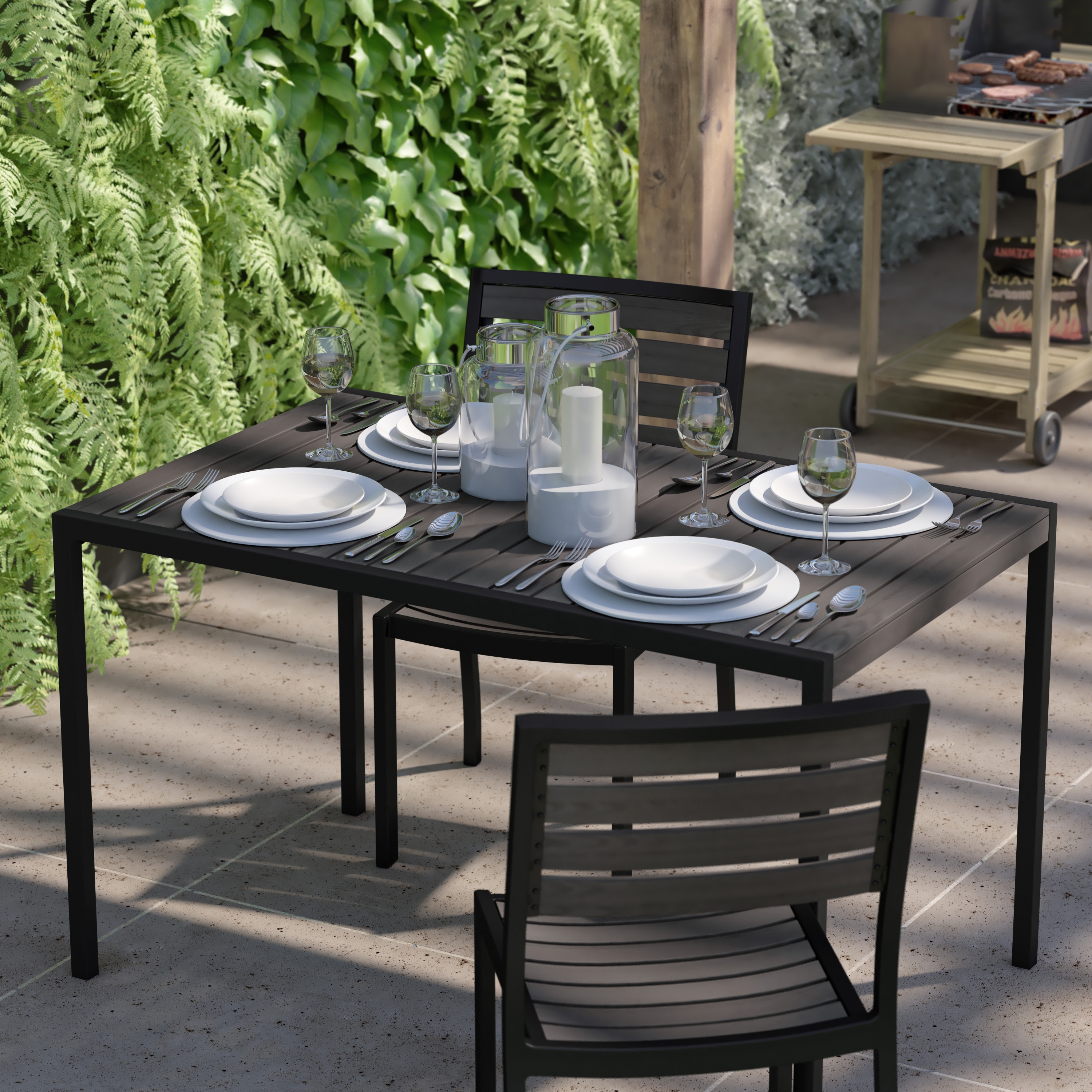 Faux teak dining table outlet