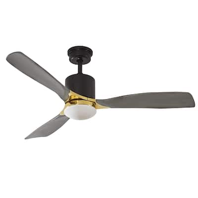 ExBrite 52 inch LED Ceiling Fan, Walnut Solid Wood Blades, Remote Control, DC Motor - 52 Inches-DC