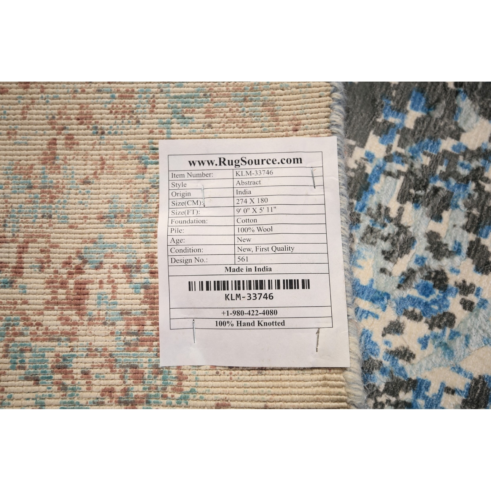 Colorful Abstract Modern Area Rug Handmade Wool Carpet - 5'11