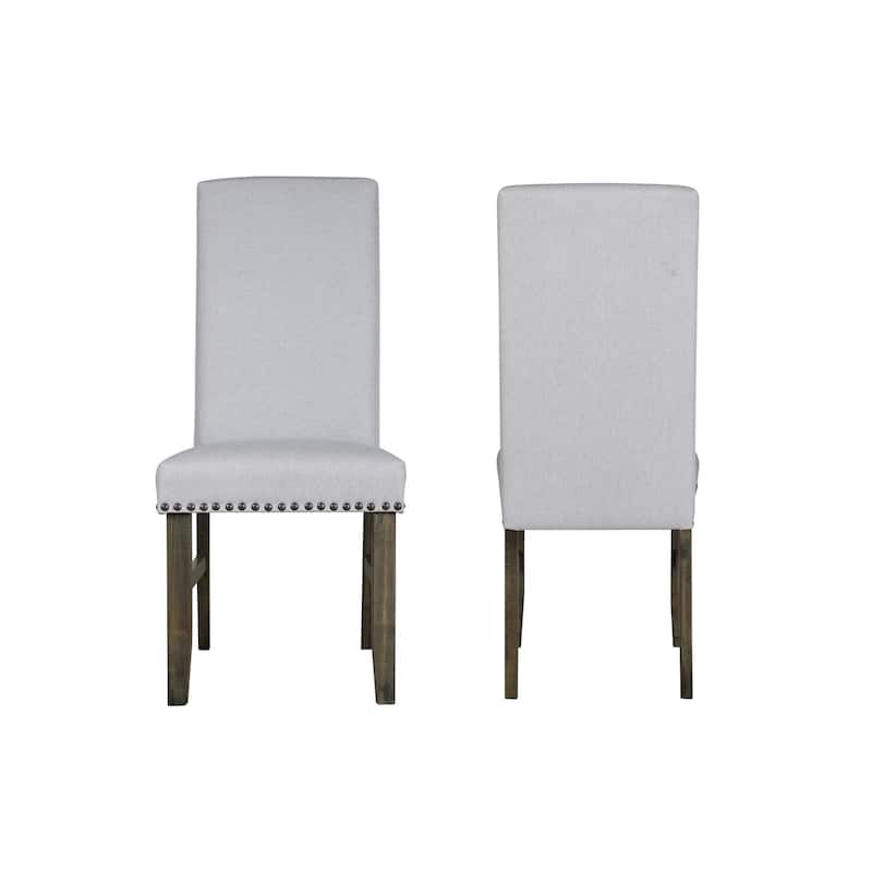 Brown/Gray Fabric Upholstered Wood Frame Dining Chair, Set of 2, Sturdy Dining Chair for Dining Rooms - 22.75