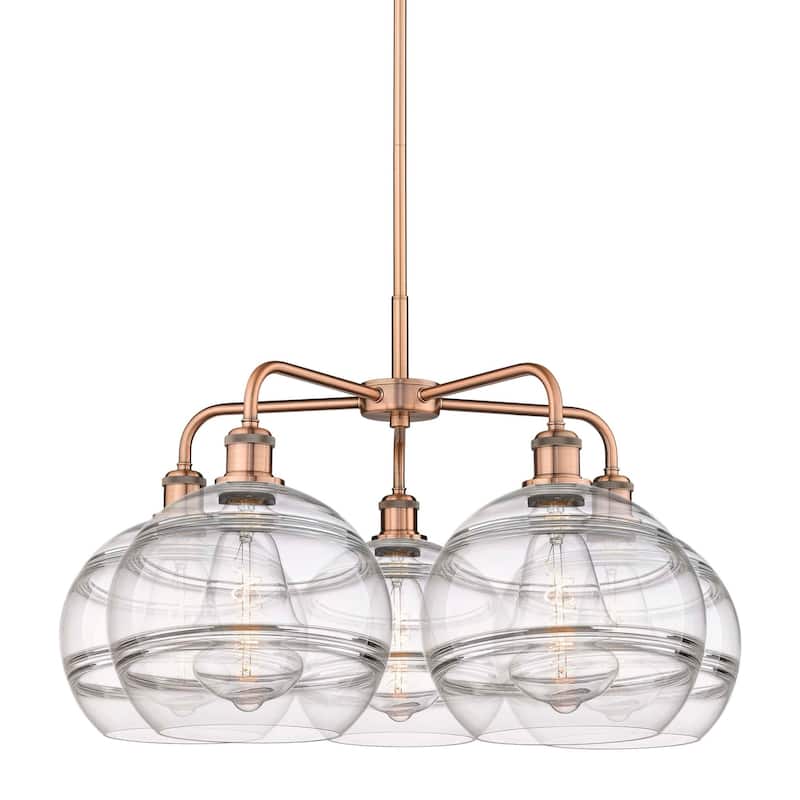 Innovations Lighting 516-5CR-18-28 Rochester Chandelier Rochester 5 - Antique Copper / Clear