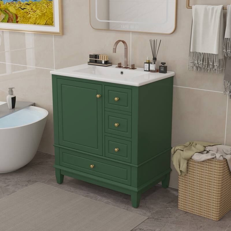30"Freestanding Bathroom Vanity with Ceramic Sink
