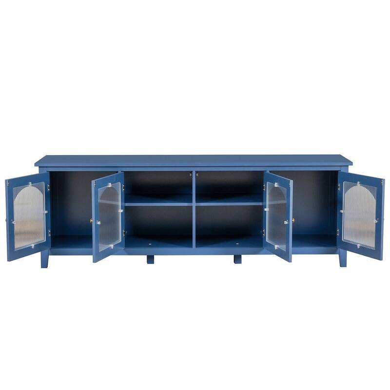 71" Modern TV Stand with Glass Door and Metal Handle