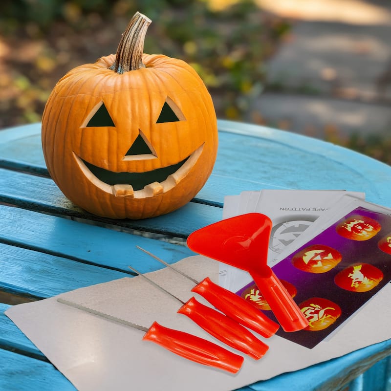 Halloween Pumpkin Carving Kit with Stencils - 4-Piece