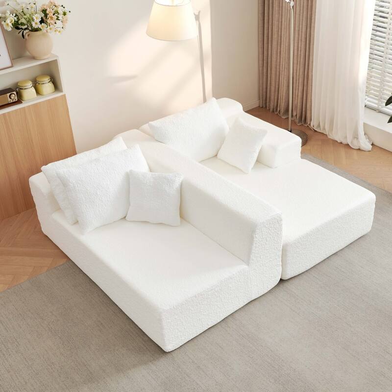 103.54" Modular Chenille Cloud Sectional Sofa with Throw Pillows