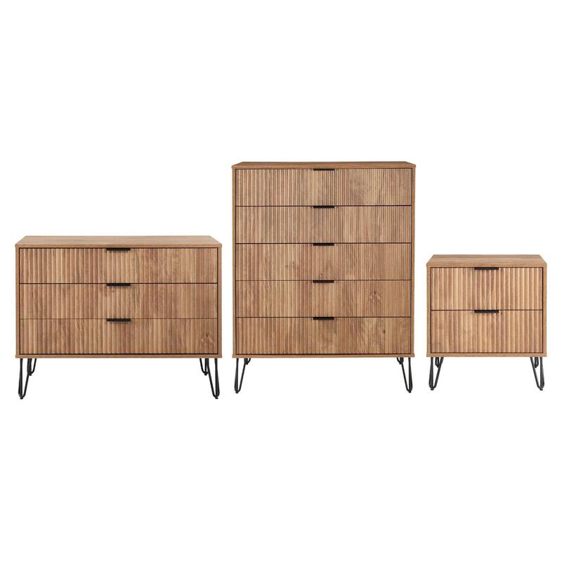 Manhattan Comfort 3-Piece Dumbo Modern Multi Dresser Nighstand Set