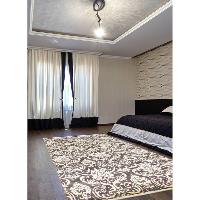 ECARPETGALLERY Hand-knotted Mystique Black Wool Rug - 4'8 x 6'7