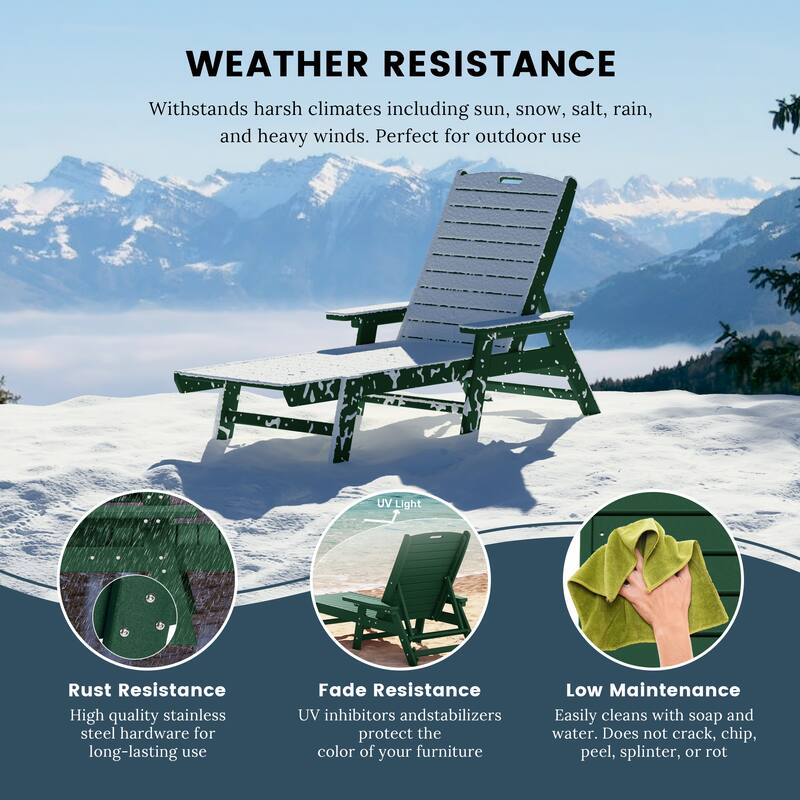 Laguna Hdpe All Weather Outdoor Patio Pool Reclining Chaise Lounge