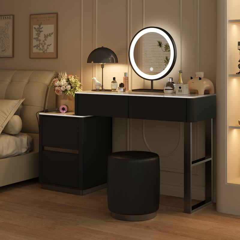 JASIWAY Modern Solid Wood Telescopic Makeup Vanity Desk