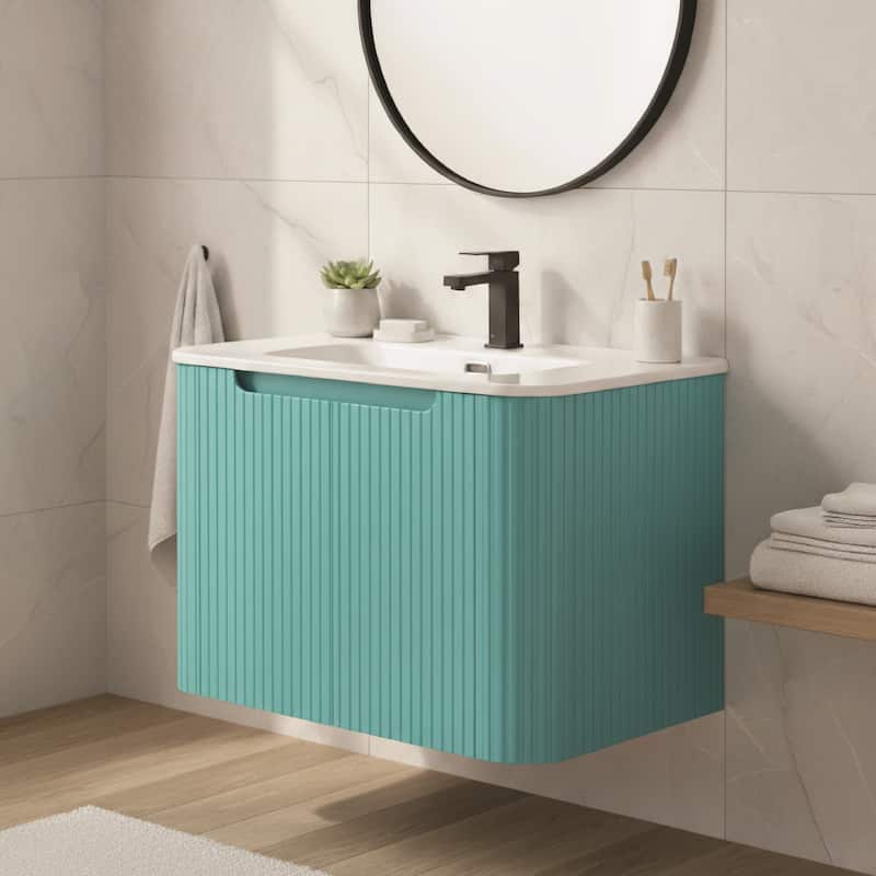 Caskvalley Modern Bathroom Vanity with Straight Fluted Design - Sink Included