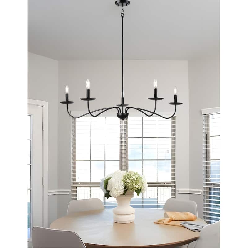 Meridian 5-Light Brushed Brass Chandelier with Candlestick Arms